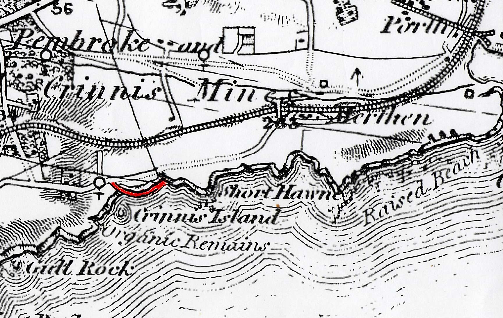 19c Map showing track to Crinnis in red 